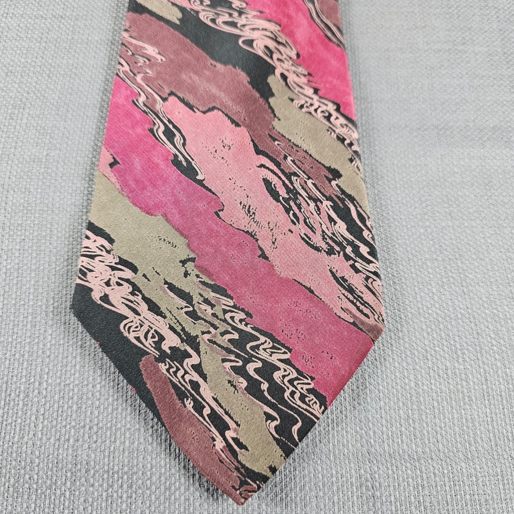 xAndrini Vintage Handmade Silk Tie Abstract Brushstroke Pink Grey Italy USA
